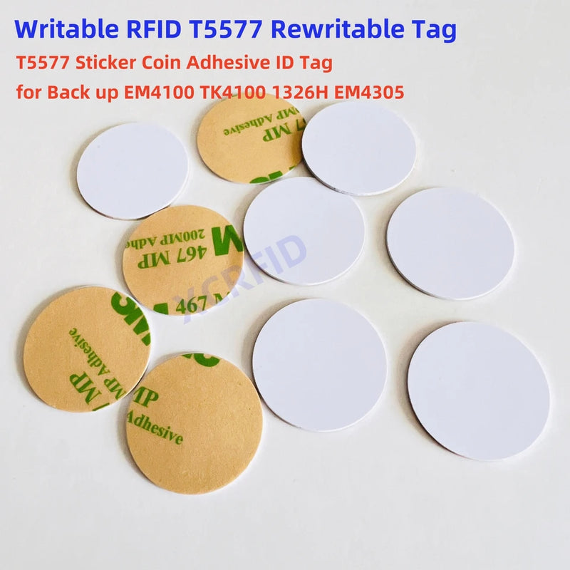 Etiqueta adhesiva RFID regrabable para monedas, 125 kHz, etiqueta T5577, diámetro posterior: 25 mm, grosor: 1 mm 