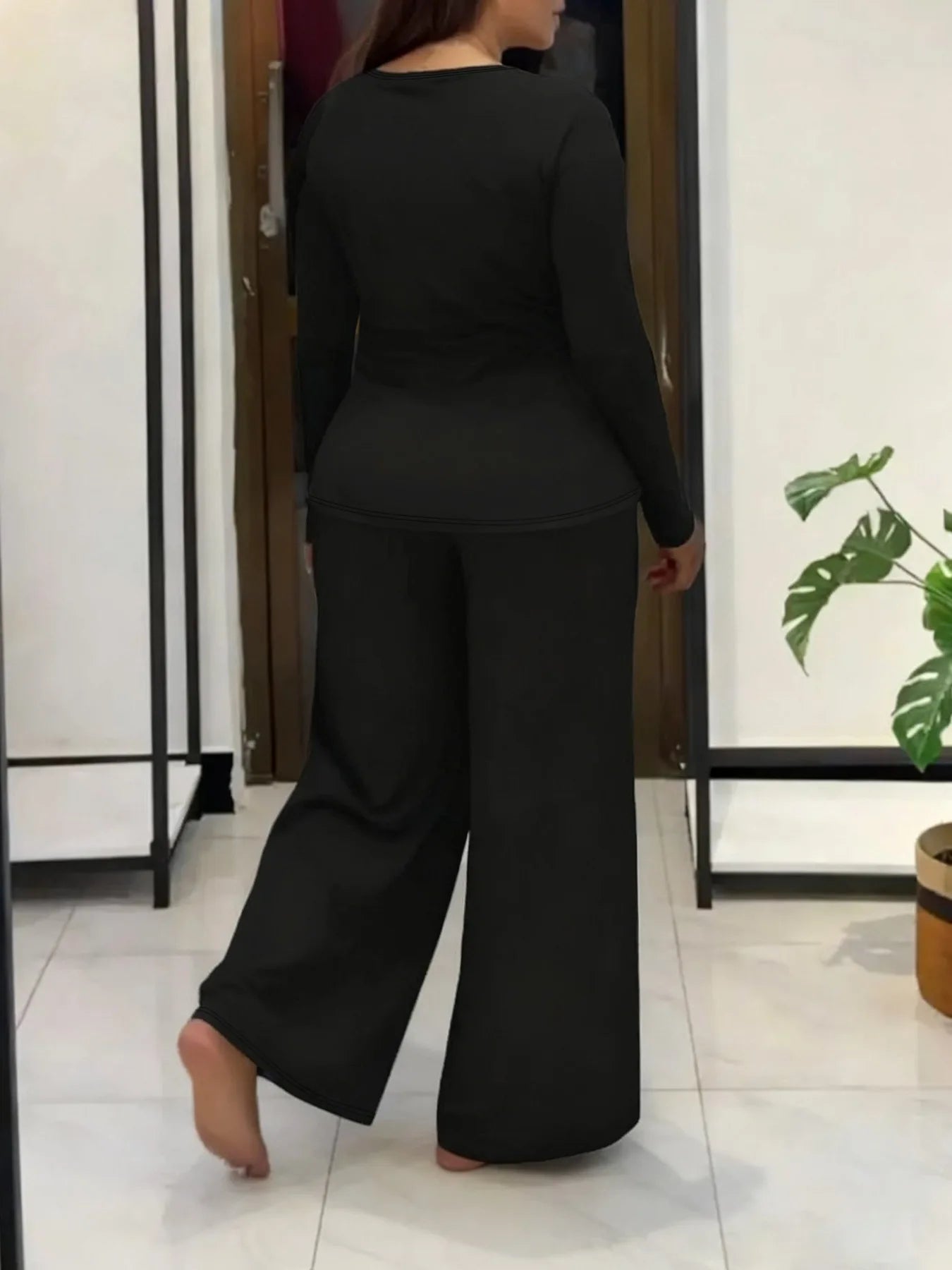 2 Piece Women Sets 2026 New Arrival Plus Size Spring Autumn Matching Sets Black Two Pieces Sets Top Pants Suits Outfits Clothing