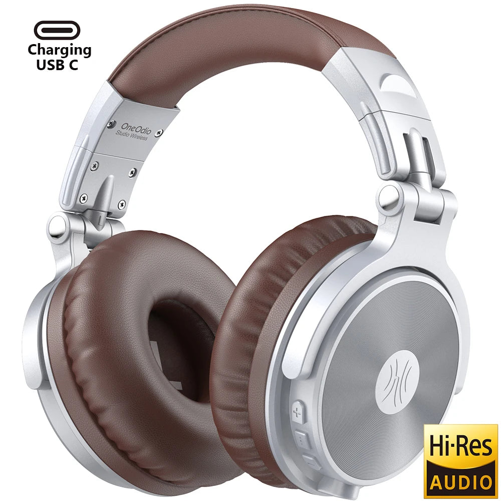 Oneodio Pro C Wireless Bluetooth 5.2 Headphones Over Ear With Microphone Hi-Res Audio Wired&Wireless Headset 110h Playtime AAC