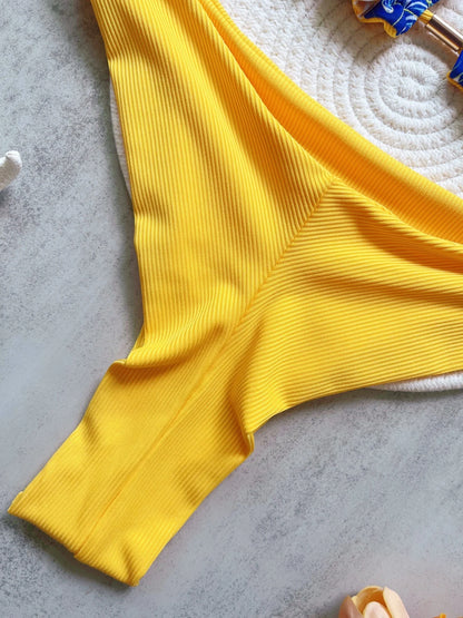 Leaves Printed Halter High Leg Cut Bikini Women Swimwear Female Swimsuit Two-pieces Bikini set Bather Bathing Suit Swim