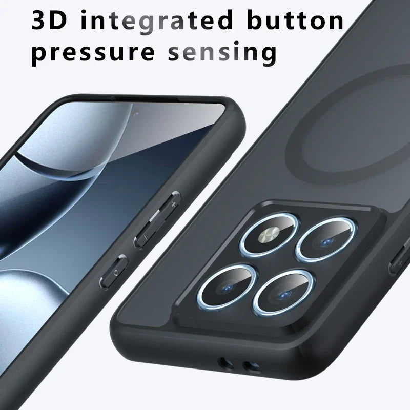 Case for Xiaomi 15T 14T Pro Poco F6 Pro New Matte Transparent Magnetic Wireless Charge Shockproof Funda For Magsafe Cover