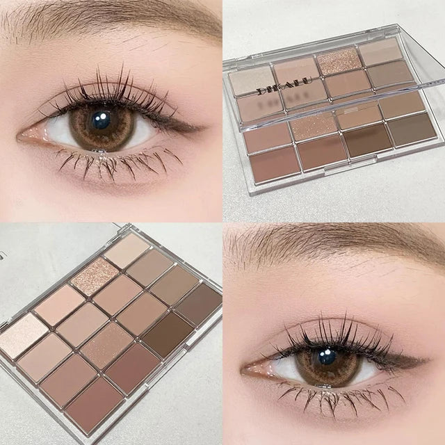 DIKALU - Paleta de sombras de ojos coreanas de baja saturación, 16 colores, alto nivel de apariencia, control mate, cobertura natural de tonos tierra rosados 