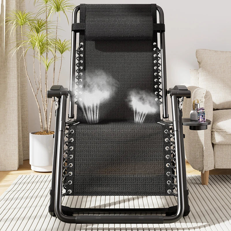 Outdoor Garden Sunloungers Folding Chair with Cup Holder and Headrest Pillow Lounge Chair Folding Patio Recliner Support 150kg