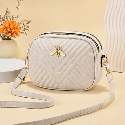 Bolsos de mano de piel sintética de color liso para mujer, bolsos cuadrados con diseño de abeja, de marca famosa, bandolera de hombro, 2023