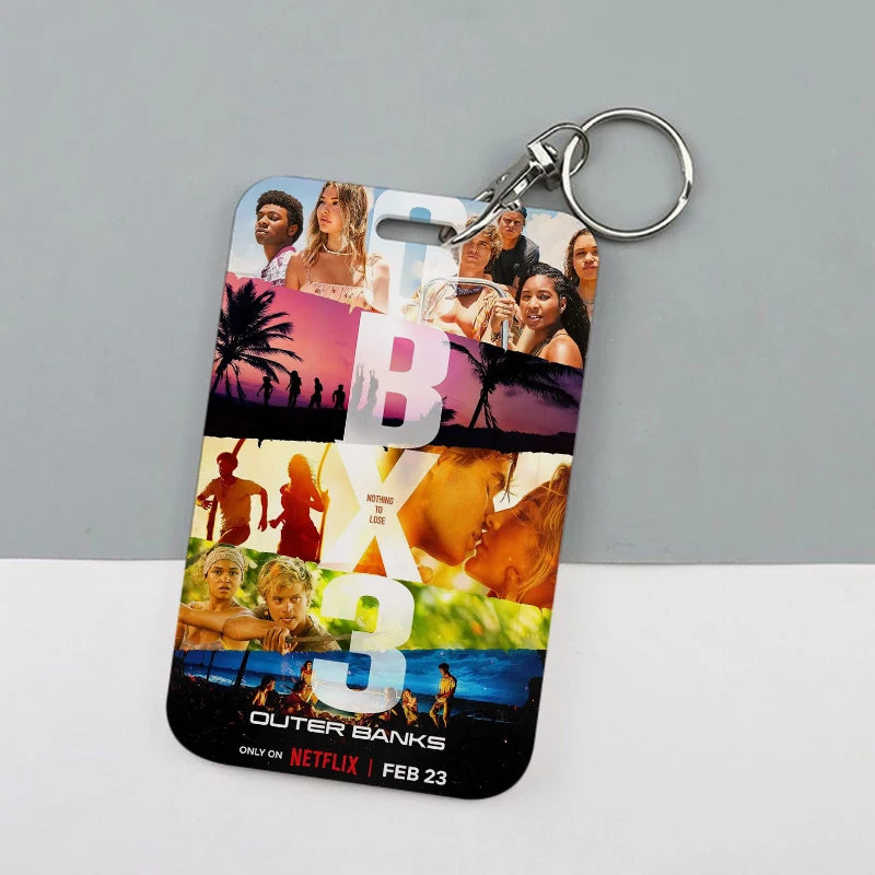 TV Show Outer Banks DBX3 Keychain Card Holder Keychains Badge Business Credit Card Holders Bank Bus ID Cards Cover Case Keychain
