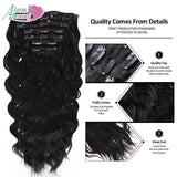 Extensões de cabelo ondulado com clipes conjunto de 6 peças - 55cm com presilhas