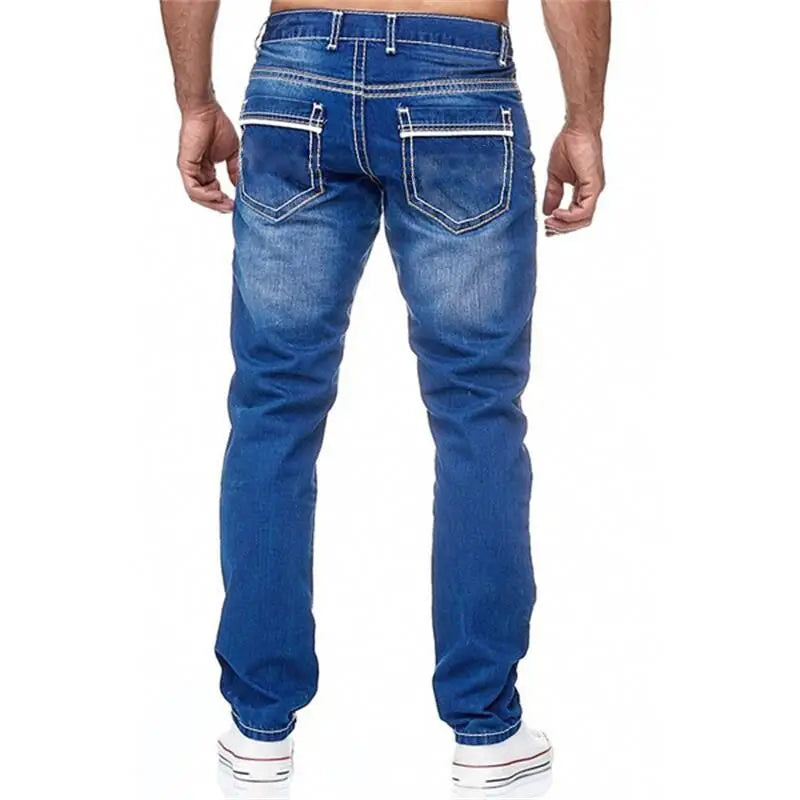 Straight Jeans Men Washed No Hole Jeans Spring Summer Boyfriend Jeans Streetwear Loose Casual Designer Long Denim Pants Trousers