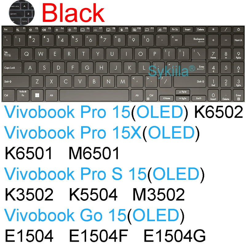 Keyboard Cover for ASUS Vivobook 15 Pro 15X OLED GO S S15 N6506 S5507 S5506 M5506 X1505 M1505 K3504 Silicone Protector Skin Case
