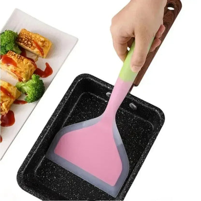 1 Uds. Utensilios de cocina de silicona de Color aleatorio, espátula para carne, huevo, raspador de cocina, herramientas de cocina anchas para Pizza, pala