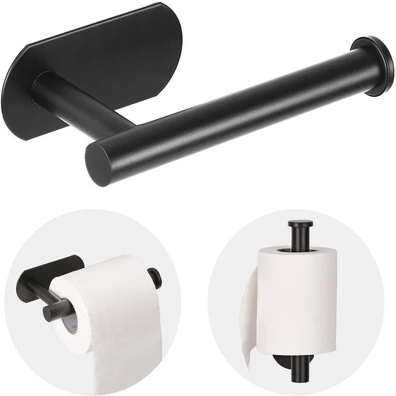 Stainless Steel Paper Towel Holder Self Adhesive Toilet Roll Paper Holder No Punching Kitchen Bathroom Length Storage Rack