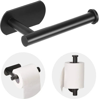 Stainless Steel Paper Towel Holder Self Adhesive Toilet Roll Paper Holder No Punching Kitchen Bathroom Length Storage Rack