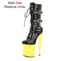 Nightclub Platform Women's Shoes 8 Inch Pole Dancing Pumps 20CM Thin High Heels Mid Tube Boots Design Buckle Sexy Stripper Show