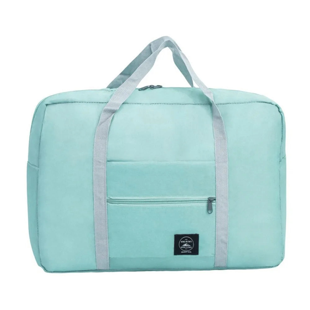New Polyester Travel Handbag Large Capacity Waterproof Duffle Bag Solid Color Foldable Hand Luggage Shoulder Bag Women&Men
