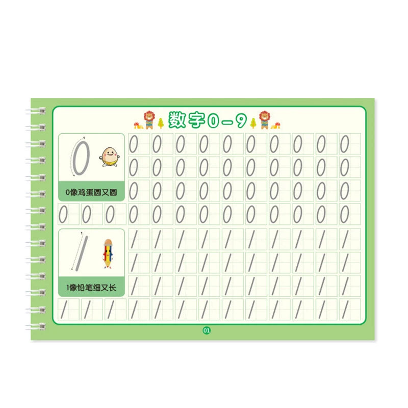 Reusable Children 3D Copybook For Calligraphy Numbers Handwriting Copybooks Learning Math Writing Practice Book For Kids