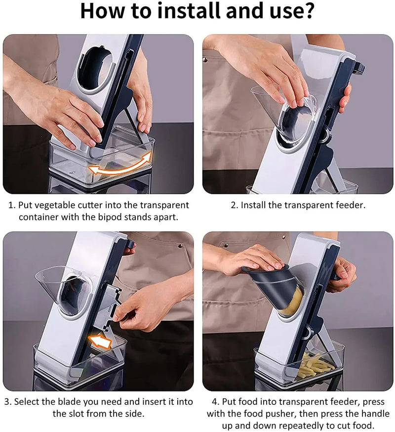 Multifunctional Vegetable Chopper Potato Scrubber Slicer Kitchen Household Lemon Adjustable Hand Tools Food Carrot Fries Peeler