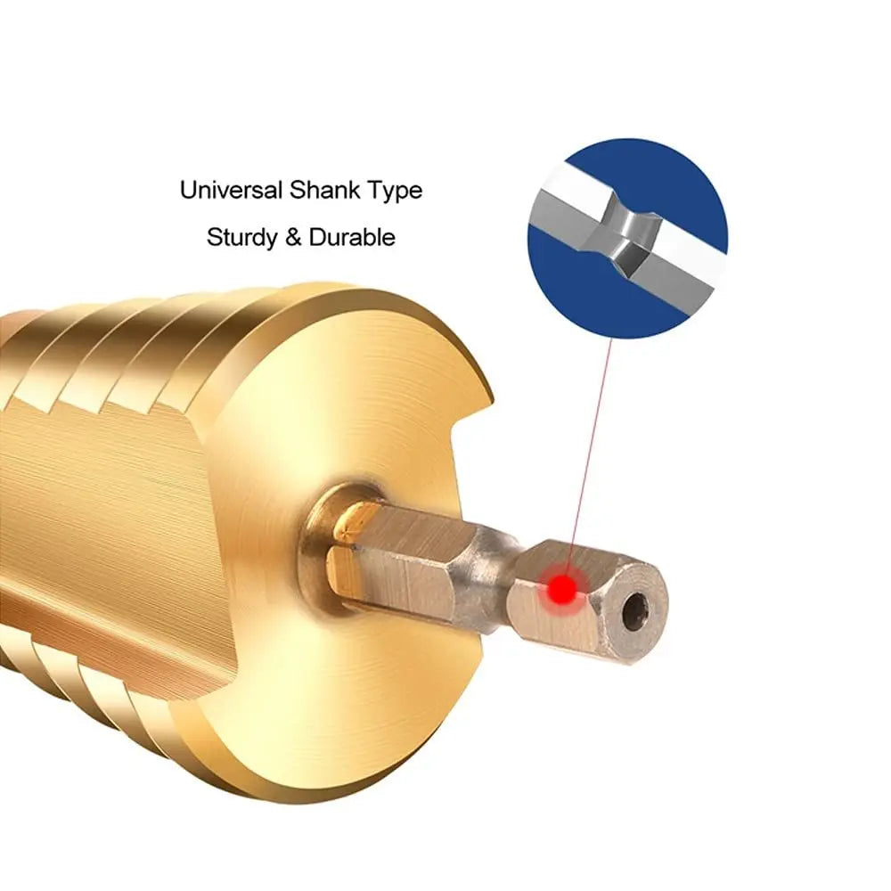 Brocas escalonadas de acero HSS con revestimiento de titanio de 3-12 mm, 4-12 mm y 4-20 mm, herramientas de corte cónicas escalonadas para acero, madera y metal.