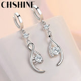 Pendientes CHSHINE de plata de ley 925 con circonitas azules entrelazadas para mujer, regalo de boda, joyería de moda.