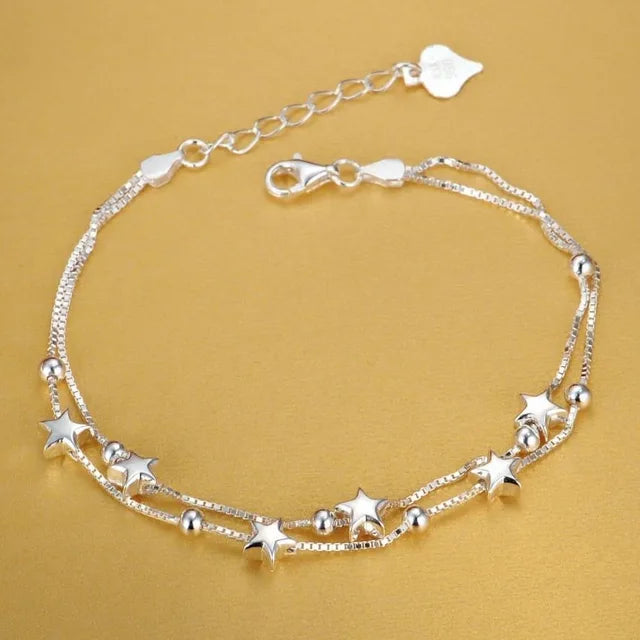 Fine 925 Sterling Silver Bracelet for Women and Men, Noble Nice Chain, Solid Charms, Wedding Party Gift, Fashion Jewelry, Hot Model 