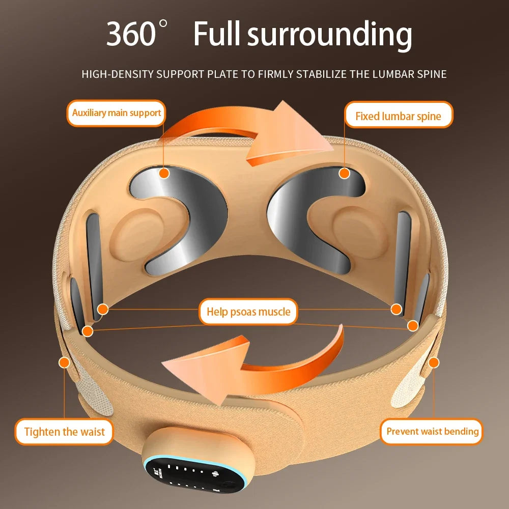 Cinturón de soporte lumbar ajustable para salud y bienestar, con percusión muscular, transpirable y protección lumbar, masajeador adelgazante con calor.