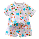 1-10 Years Soft Kids 2-Piece Set Breathable Short Sleeve Shorts for Playtime Toddler Outfit Clothes for Playground and School