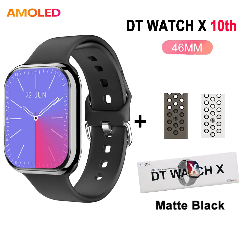 DT Watch 10 Smartwatch DT Watch X AMOLED 46mm Screen Video Play Local Music 4GB NFC ChatGPT Compass Smartwatch For Apple Android