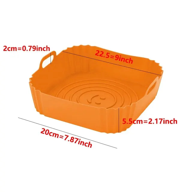 Reusable Silicone Airfryer Pan Liner, Air Fryers Accessories, Oven Baking Tray, Pizza, Fried Chicken Basket, 1Pc 
