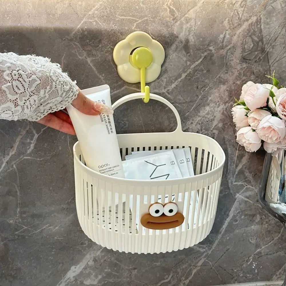 Cute Reusable Kitchen Hanging Baskets Wall-mounted Cartoon Storage Basket Space-Saving Sausage Mouth Organizer