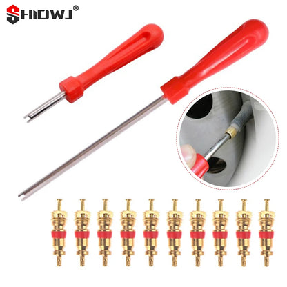 Tire Valve Core Removal Tools Wrench Plastic Handle Bike Screwdriver Wrench Core Tire Repair Hand Tool for Car Bicycle Motorcycl