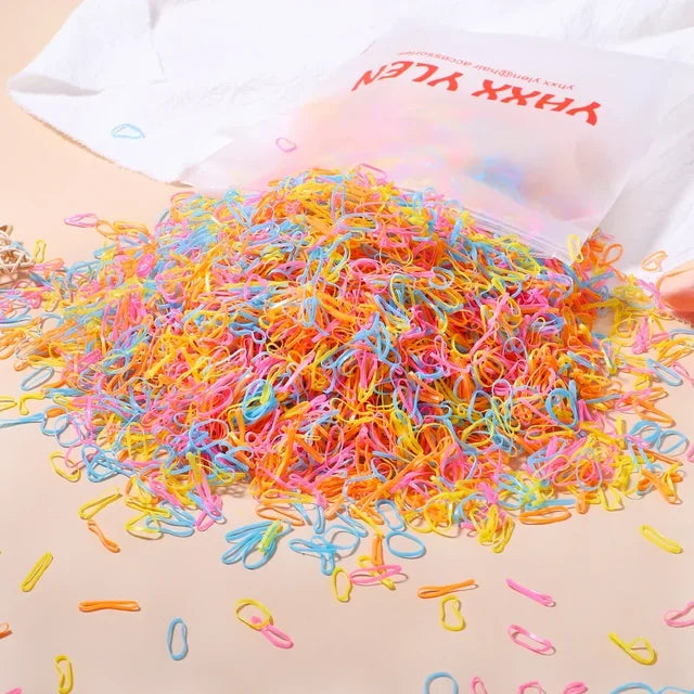 Bandas elásticas desechables de colores para el cabello para niños, diademas, coleteros, accesorios para el cabello (500 unidades, 1000 unidades) 