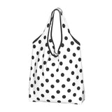 Custom Recycling Classic Black And White Polka Dot Shopping Bag Women Tote Bag Portable Grocery Shopper Bags