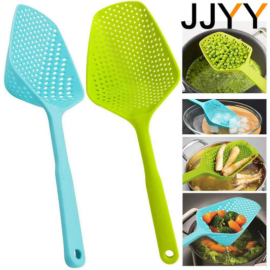 Colador grande para cocina, cuchara grande para Fideos, cuchara con mango largo, sartén antiadherente de alta temperatura, coladores, coladores, utensilios de cocina