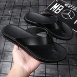 Size 38-47 New Italian Leather Flip-flops For Men Casual Cool Beach Summer Shoes Hotel Slippers Man Light Flats Luxe Men's Shoes