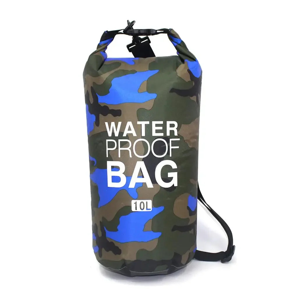Bolsa impermeable portátil de camuflaje para exteriores, 2/5/10/15/20/30 l, para rafting, buceo, recubierta de PVC, para natación y trekking fluvial.