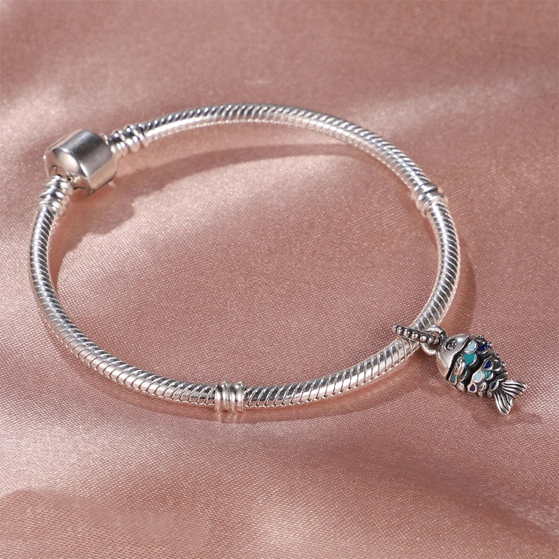Ocean Series - Original Genuine 925 Sterling Silver Turtle Crab Mermaid Charm Beads Suitable for 3mm Bracelet DIY Making Pendant