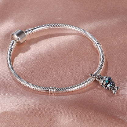 Ocean Series - Original Genuine 925 Sterling Silver Turtle Crab Mermaid Charm Beads Suitable for 3mm Bracelet DIY Making Pendant