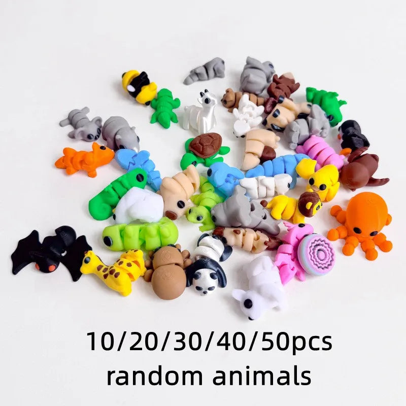 10/50pcs 3D Printed Simulation Toys Mini Animal Model Home Ornament  Cartoon Figure Birthday Gift Sets Decompression Kid Toy