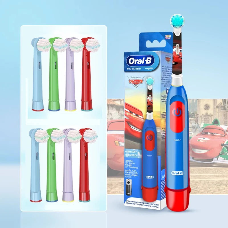 Cepillo de dientes eléctrico Oral-B Kids con cerdas suaves y cabezal reemplazable con temporizador de 2 minutos para niños mayores de 5 años.