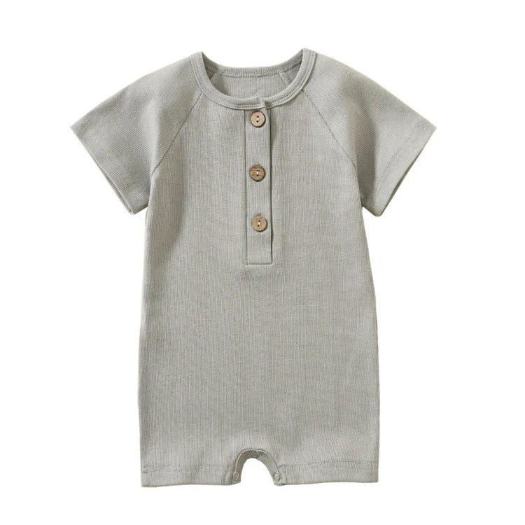 Pelele de verano para bebé, pijama fino de manga corta, mono acanalado, ropa de punto elástica, mono para niña