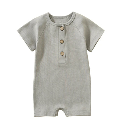 Pelele de verano para bebé, pijama fino de manga corta, mono acanalado, ropa de punto elástica, mono para niña