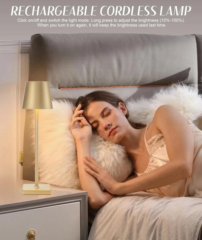 LED Table Lamps 3Levels Dimmable Wireless Led Desk Lamp Touch Bedside Creative Ambient Light USB Rechargeable Bar Outdoor Decor