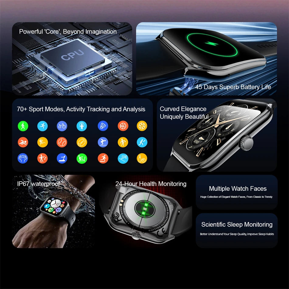 New For OPPO Ultra Thin Smart Watch Men Woman 1.96" HD AMOLED 70+Sports Mode Health Monitor Bluetooth Call Waterproof Smartwatch