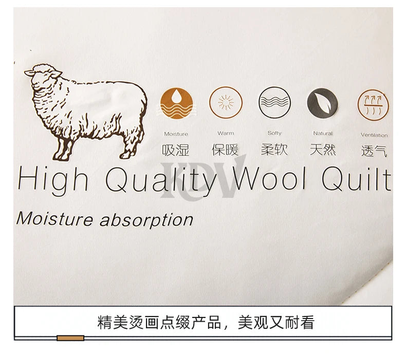 Luxury 100% Wool Quilt Core Autumn Winter Thickened Warm Quilted Comforter Fluffy Soft King Queen Size Solid White Duvet Insert