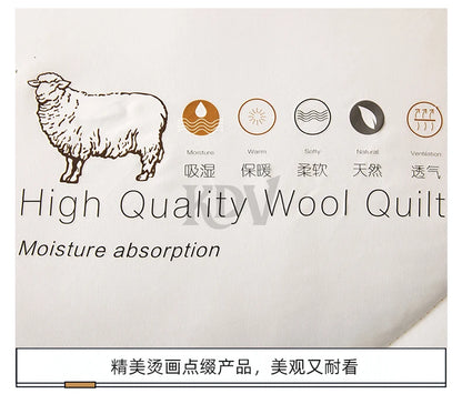 Luxury 100% Wool Quilt Core Autumn Winter Thickened Warm Quilted Comforter Fluffy Soft King Queen Size Solid White Duvet Insert
