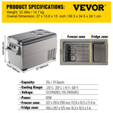 SucceBuy 20L 22L 35L 45L 55L Car Refrigerator Mini Fridge Freezer Portable Compressor Cooler 12/24V DC 110-240V Ice Box