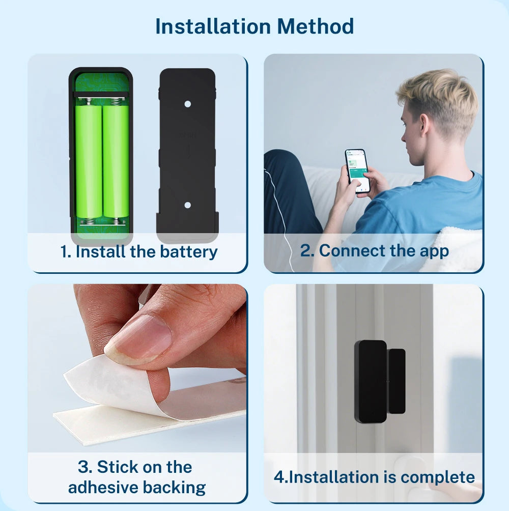 Tuya Zigbee Wifi Door and Window Sensor Security Burglar Alarm Magnetic Presence Sensor Smart Life Works with Google Home Alexa