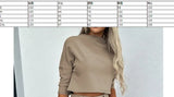 Elegante conjunto de dos piezas de color liso para mujer, traje de oficina, top corto informal y pantalones de cintura alta, otoño 2024