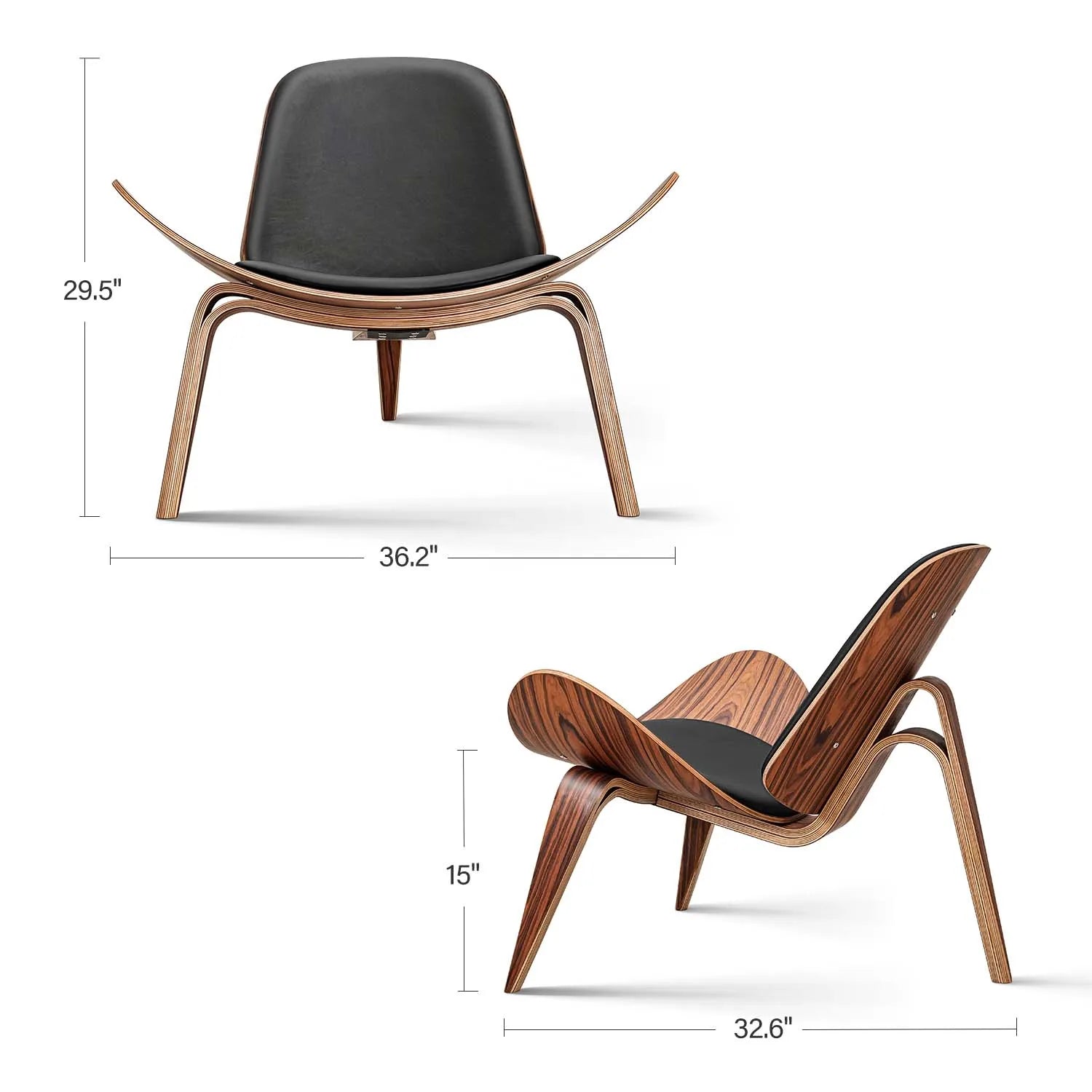 Nordic Three-Legged Shell Chair Simple Sofa Faux Leather Lounge Chair Armchair Living Room Office Furniture