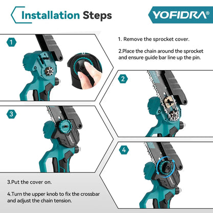 YOFIDRA Brushless 8 inch Electric Pruning Saw Cordless Chainsaw Rechargeable Woodworking Saw Power Tool For Makita 18V Battery