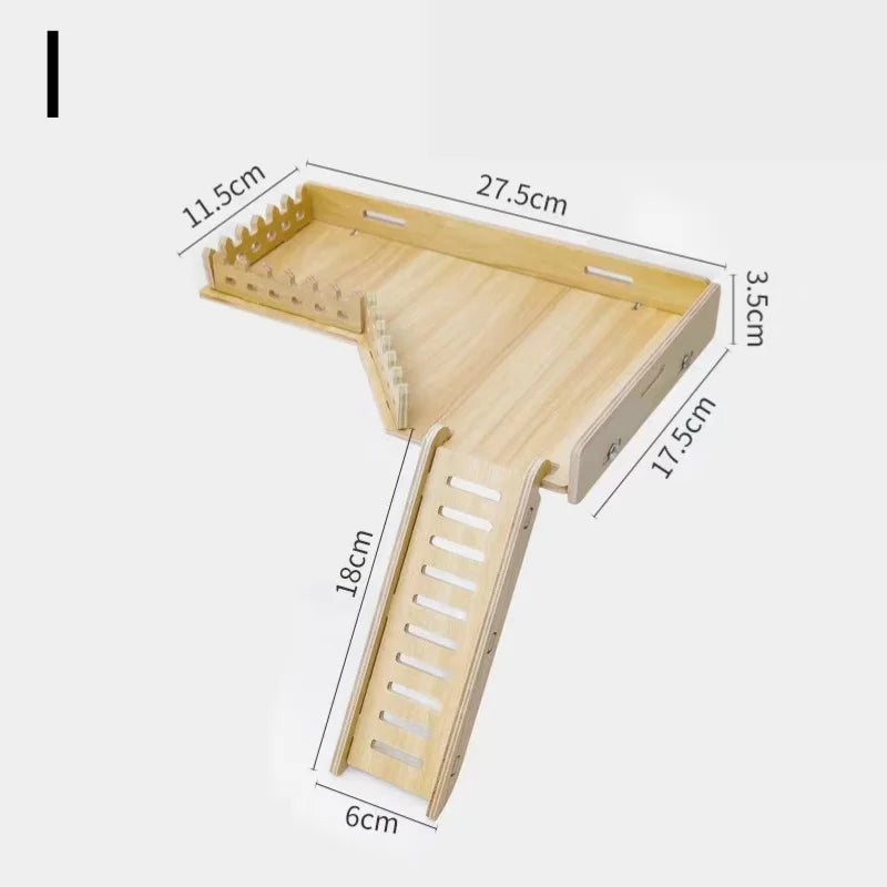 Practical Hamster Toy Thickened Entertainment Smooth Hamster Double Layer Wooden Climbing Platform with Ladder