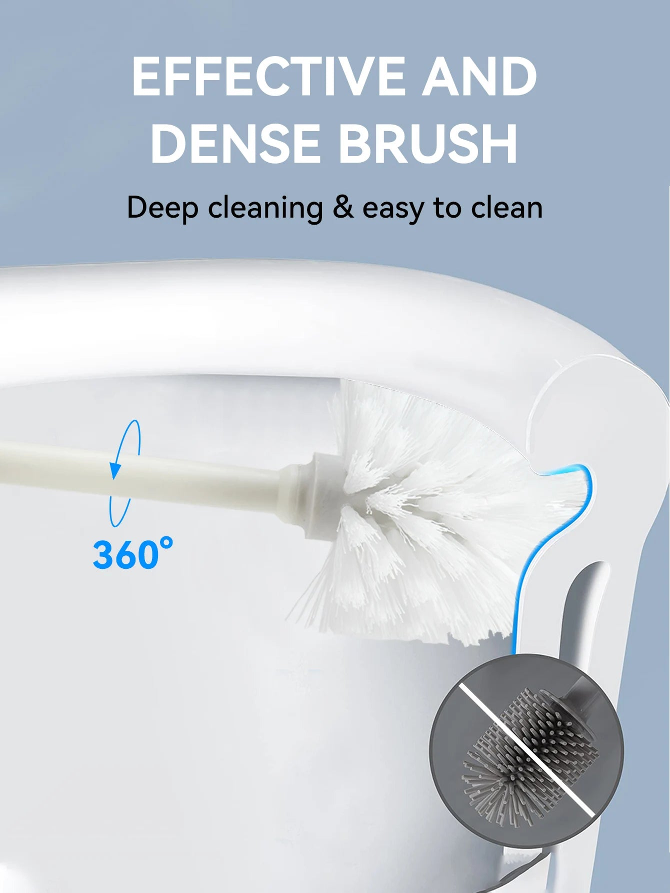 WORTHBUY Cepillo de inodoro de plástico con base de pie, mango largo, cepillo de limpieza para inodoro, accesorios de baño, herramientas de limpieza